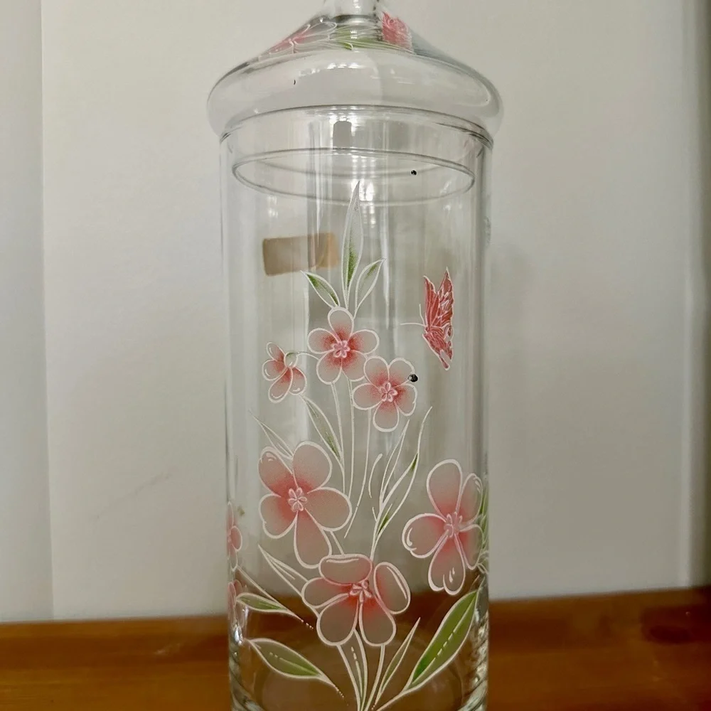 VINTAGE, HANDCRAFTED, CRYSTAL APOTHECARY JAR WITH LID. MADE IN TURKEY.